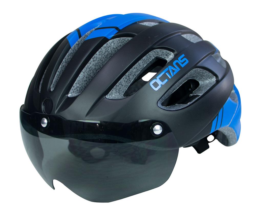 CASCO IN MOLD OCTANS M NEG/AZUL C/ GAFA