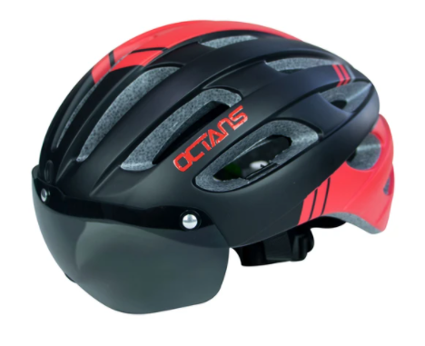CASCO IN MOLD OCTANS M NEG/ROJO C/GAFA