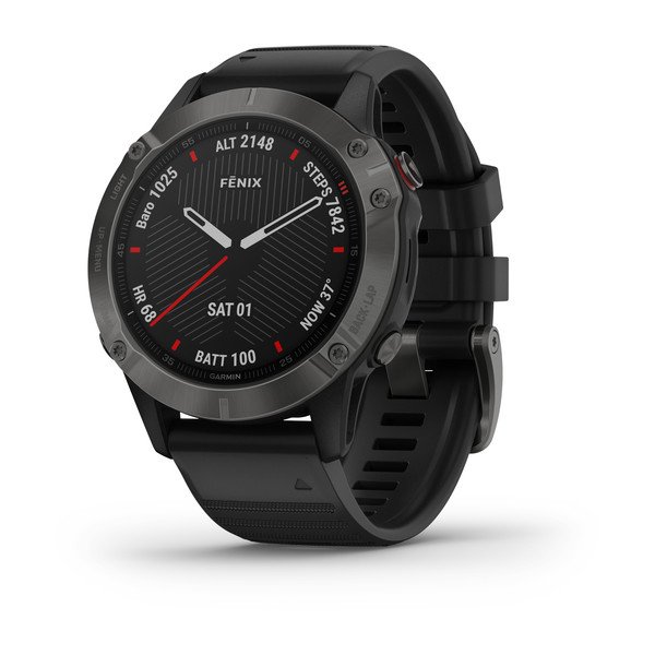 Garmin Fenix® 6 Sapphire, Carbon Gray DLC Black band